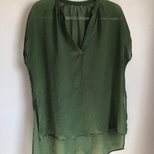 Olive Green Chiffon Tunic Cover Up Size Large